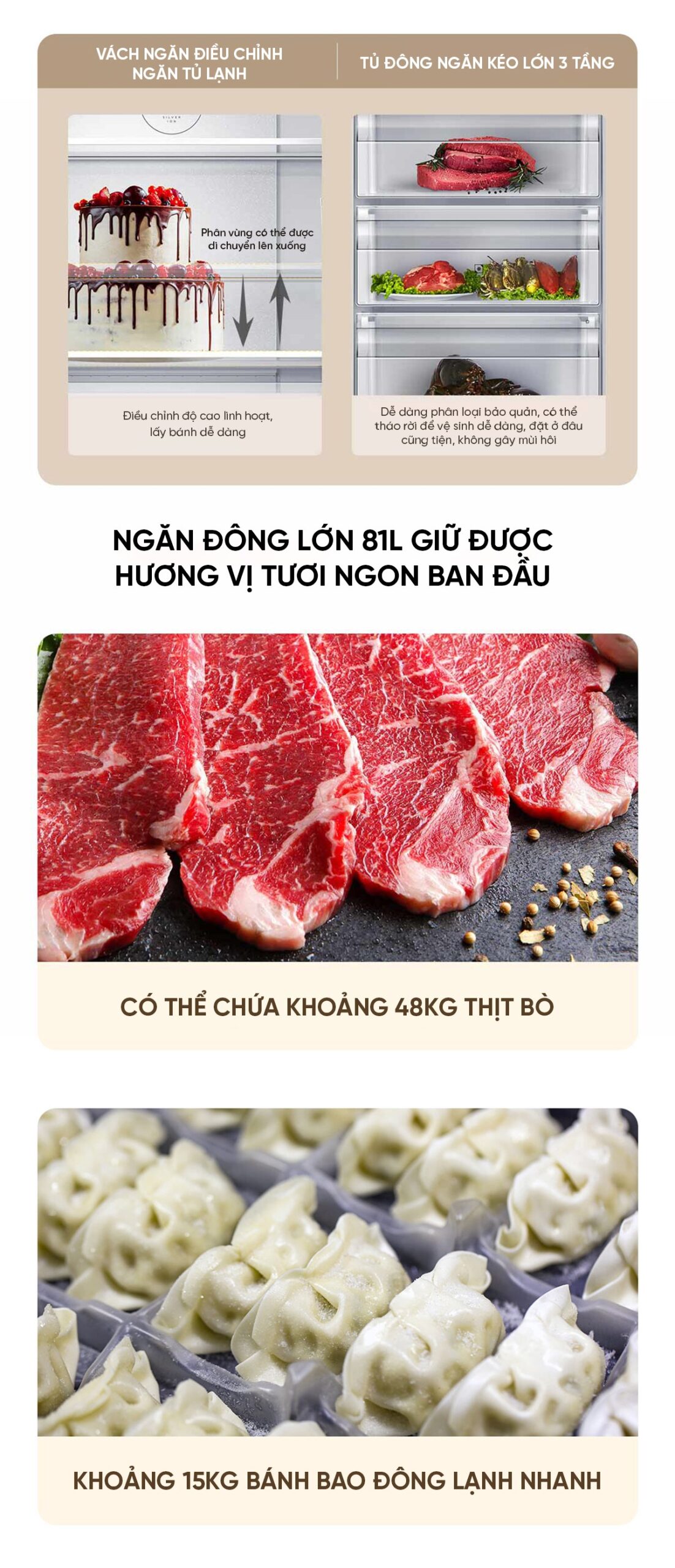 Tủ lạnh 3 cửa độc lập Xiaomi Mijia 256L lưu trữ thực phẩm hiện đại và thông minh