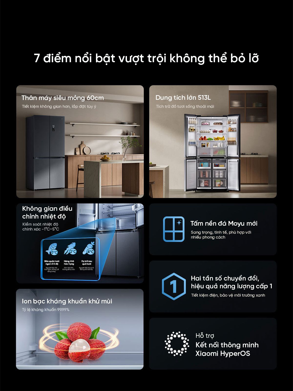 Tủ lạnh Xiaomi Mijia 189L tiết kiệm điện hiệu quả