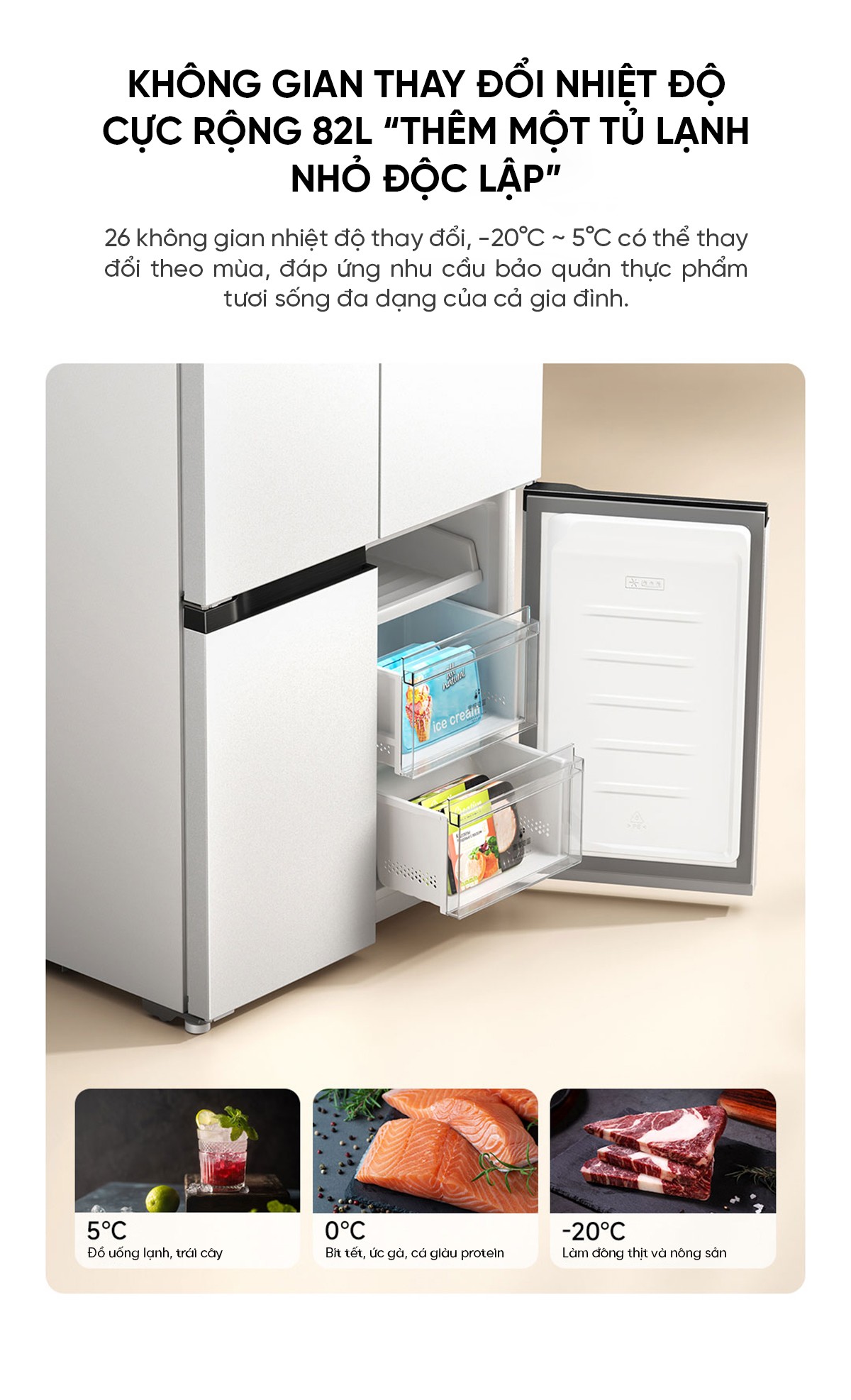 Tủ lạnh siêu mỏng Xiaomi Mijia 518L thiết kế âm tường có ngăn đông mềm