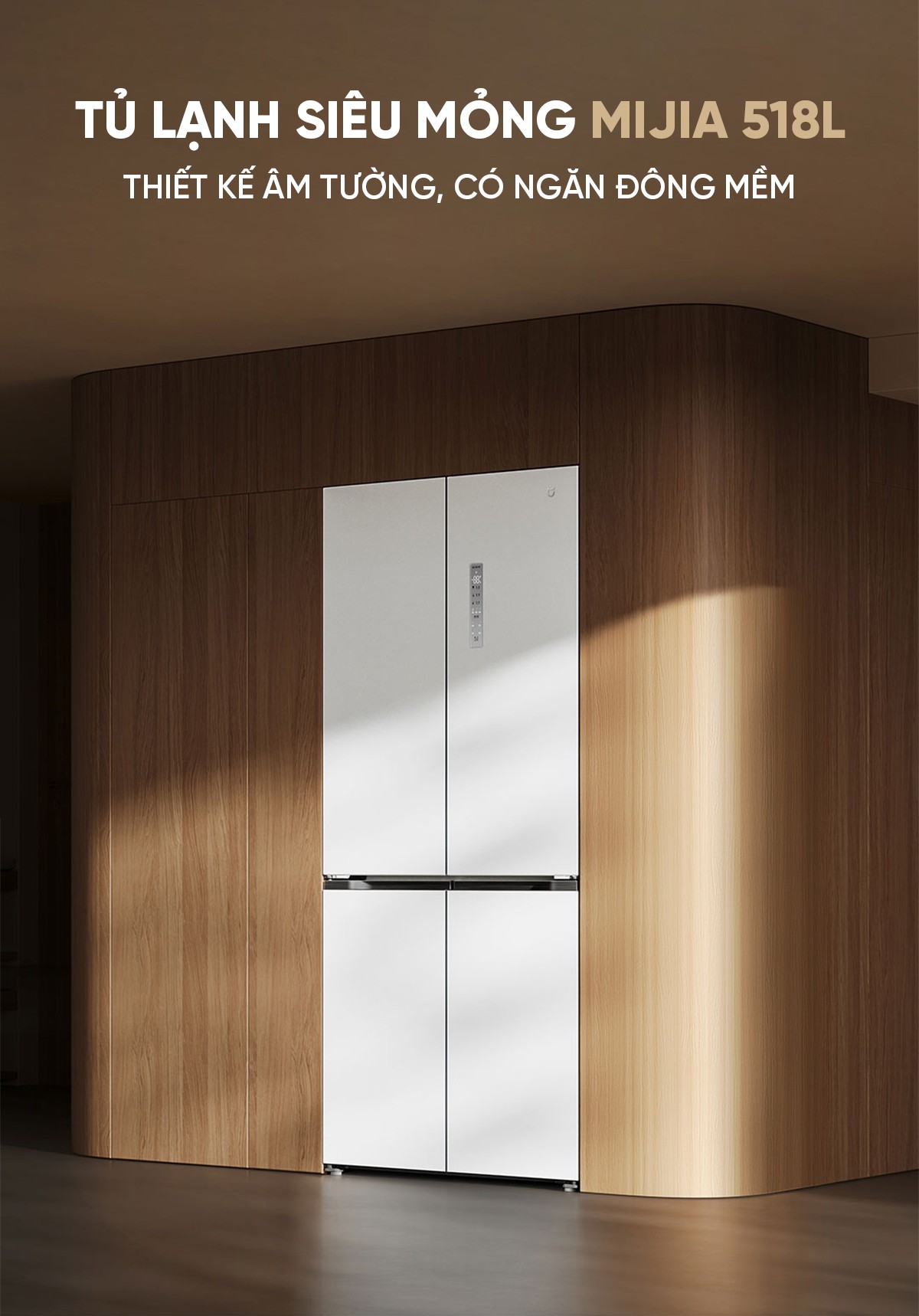 Tủ lạnh siêu mỏng Xiaomi Mijia 518L thiết kế âm tường có ngăn đông mềm