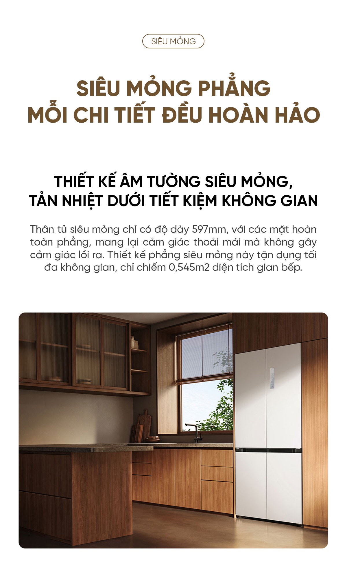 Tủ lạnh siêu mỏng Xiaomi Mijia 518L thiết kế âm tường có ngăn đông mềm