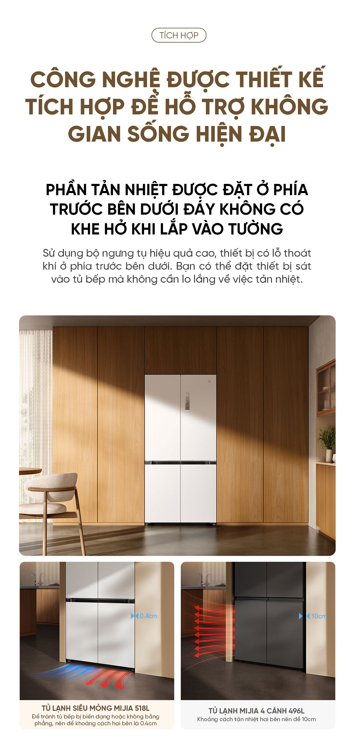 Tủ lạnh siêu mỏng Xiaomi Mijia 518L thiết kế âm tường có ngăn đông mềm