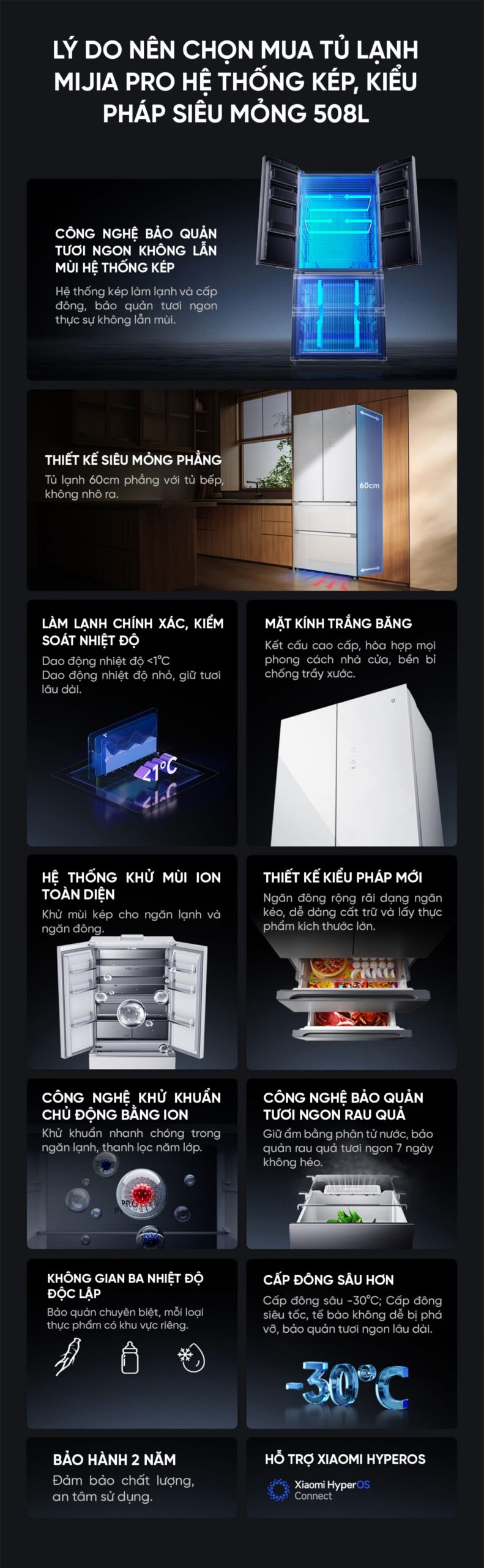Tủ lạnh Xiaomi Mijia 508L Pro kiểu Pháp, thiết kế siêu mỏng