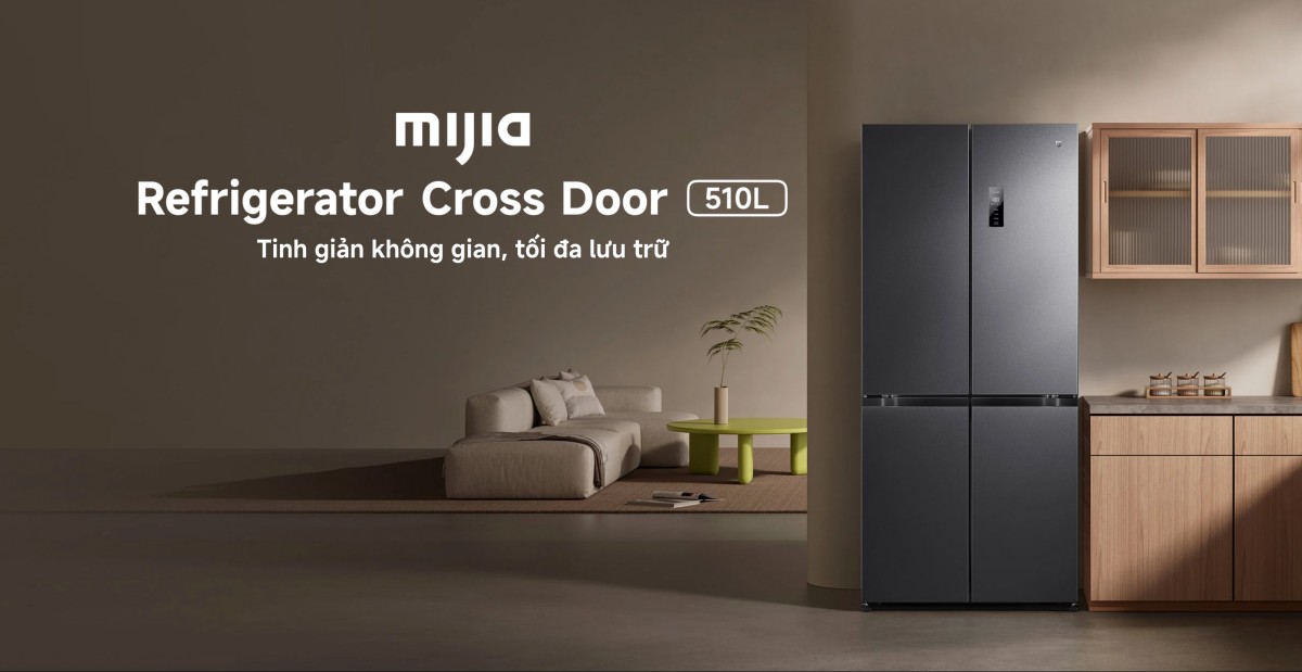 Tủ lạnh Xiaomi Mijia Refrigerator Cross Door 510L, Dual inverter Tiết kiệm điện và vận hành êm ái