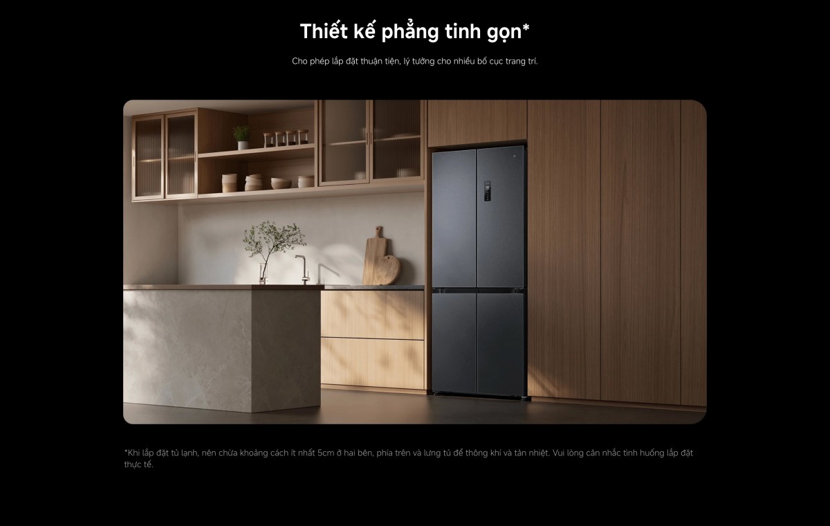 Tủ lạnh Xiaomi Mijia Refrigerator Cross Door 510L, Dual inverter Tiết kiệm điện và vận hành êm ái