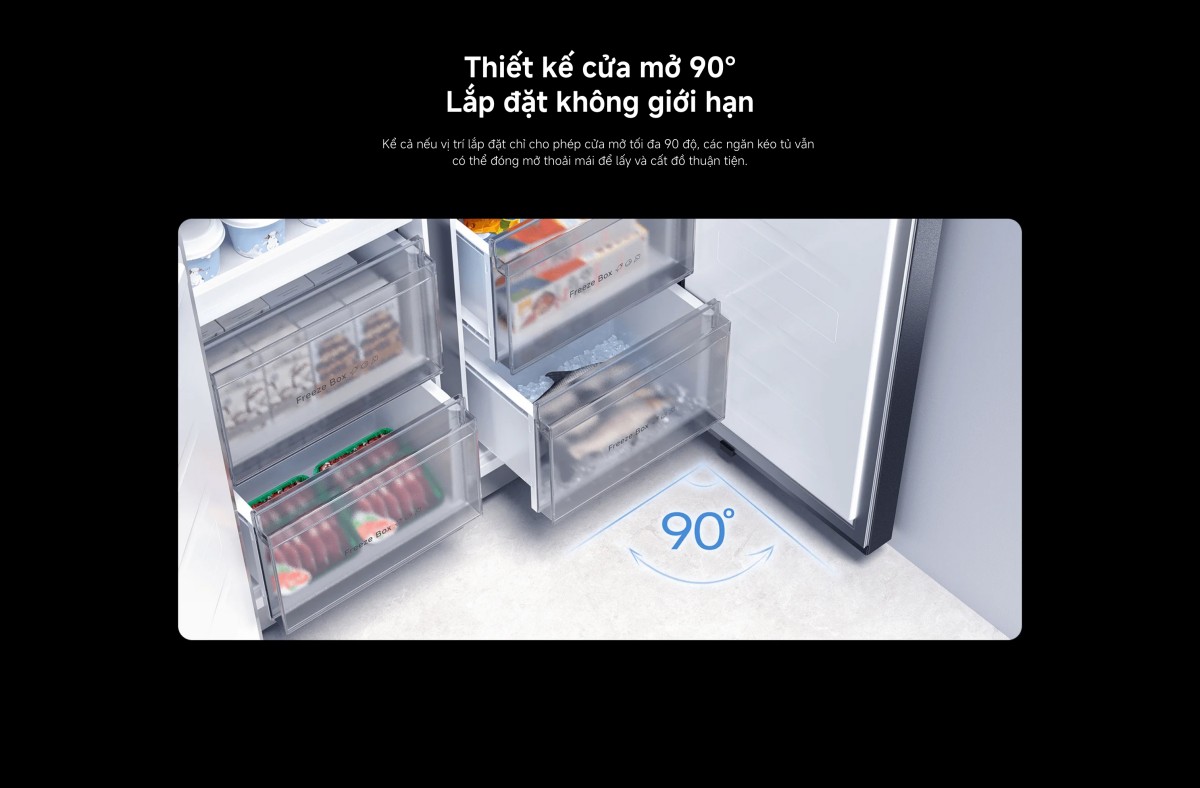 Tủ lạnh Xiaomi Mijia Refrigerator Cross Door 510L, Dual inverter Tiết kiệm điện và vận hành êm ái