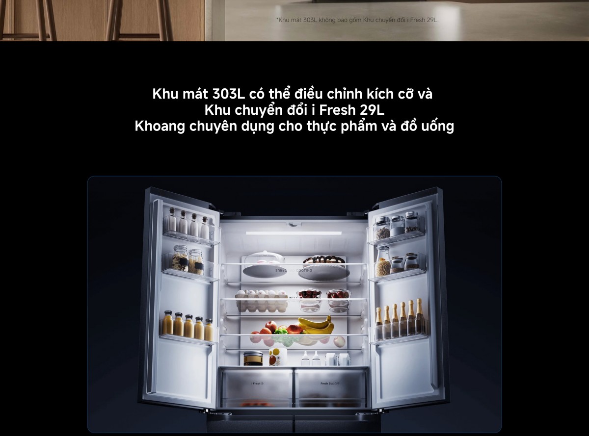 Tủ lạnh Xiaomi Mijia Refrigerator Cross Door 510L, Dual inverter Tiết kiệm điện và vận hành êm ái