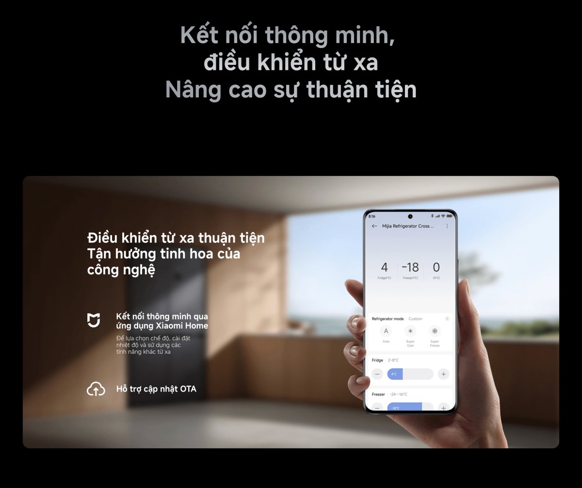 Tủ lạnh Xiaomi Mijia Refrigerator Cross Door 510L, Dual inverter Tiết kiệm điện và vận hành êm ái