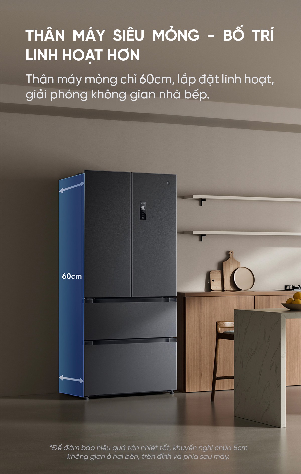 Tủ lạnh Xiaomi Mijia 513L Pro 2026, kiểu Pháp, làm lạnh kép