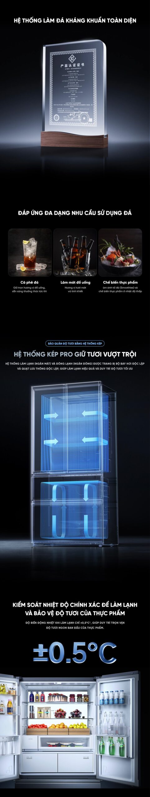 Tủ lạnh Xiaomi Mijia 560L 2026, kiểu Pháp, làm đá tự động